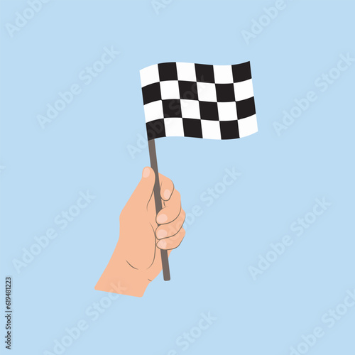 Flags of the checkered flag, Hand Holding flag