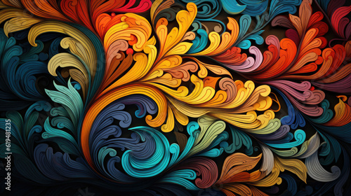 Colorful swirled flowers, design wallpaper, abstract background, colors pattern, AI generative
