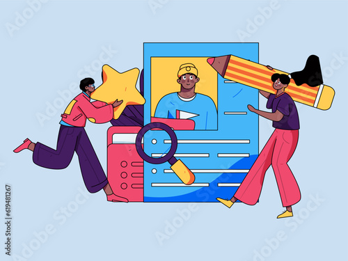 Job Interview People Flat Vector Concept Operation Hand Drawn Illustration
