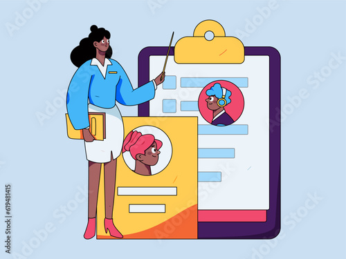 Job Interview People Flat Vector Concept Operation Hand Drawn Illustration
