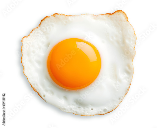 Fried egg isolated on transparent background. Top view. PNG format	
