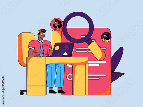 Job Interview People Flat Vector Concept Operation Hand Drawn Illustration
