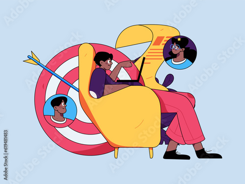 Job Interview People Flat Vector Concept Operation Hand Drawn Illustration
