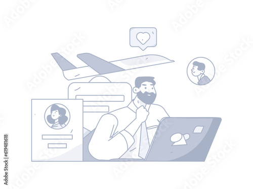 Job Interview People Flat Vector Concept Operation Hand Drawn Illustration
