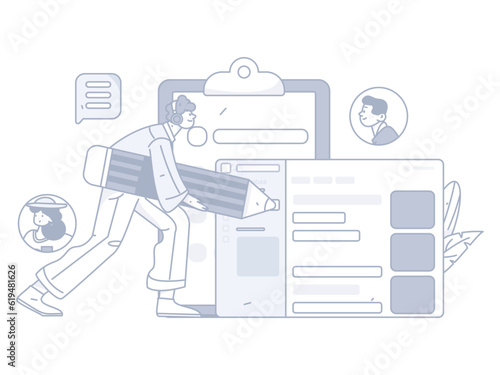Job Interview People Flat Vector Concept Operation Hand Drawn Illustration
