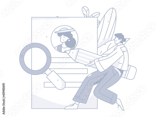 Job Interview People Flat Vector Concept Operation Hand Drawn Illustration
