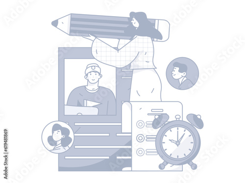 Job Interview People Flat Vector Concept Operation Hand Drawn Illustration
