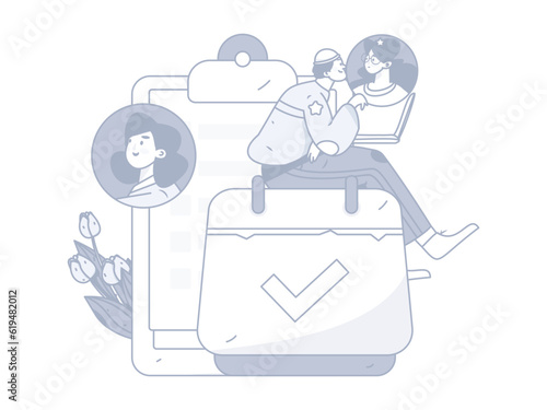 Job Interview People Flat Vector Concept Operation Hand Drawn Illustration
