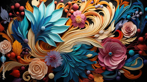 Colorful swirled flowers  design wallpaper  abstract background  colors pattern  AI generative