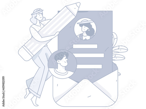 Job Interview People Flat Vector Concept Operation Hand Drawn Illustration
