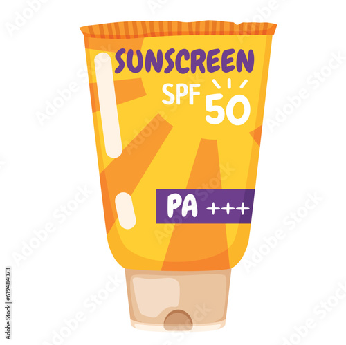 Cute sunscreen tubes with cream. Closed and open SPF cream.