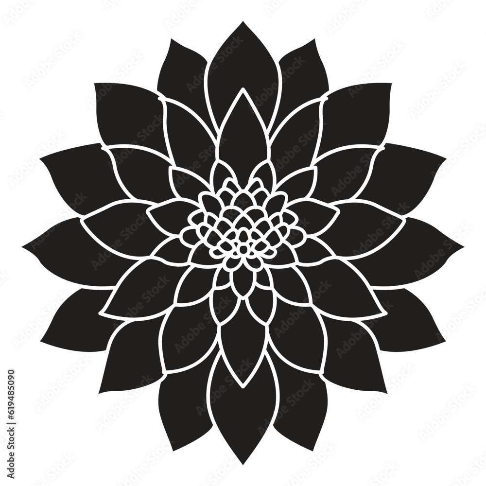 Elegant dahlia flower vector icon design in a flat, minimalist style. Perfect for floral branding, beauty, and nature-themed projects. Elegant dahlia flower vector icon design in a flat, minimalist style. Perfect for floral branding, beauty, and nature-themed projects.