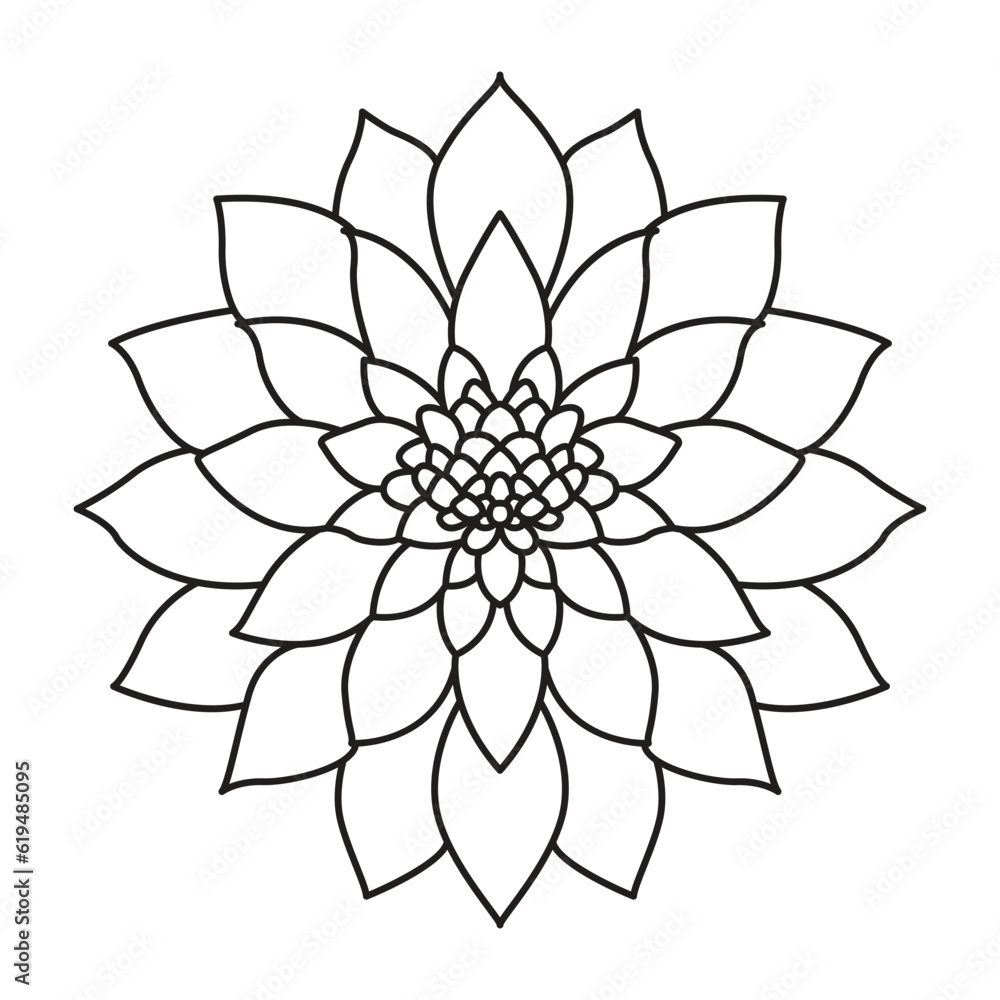 Dahlia flower vector icon design. Floral flat icon.