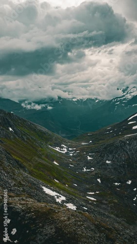 Norwegian stormy mountain timelaps vertical