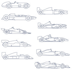 Ingelijste posters Formule 1 Formule 1 silhouetten door de jaren  © CFBR Design