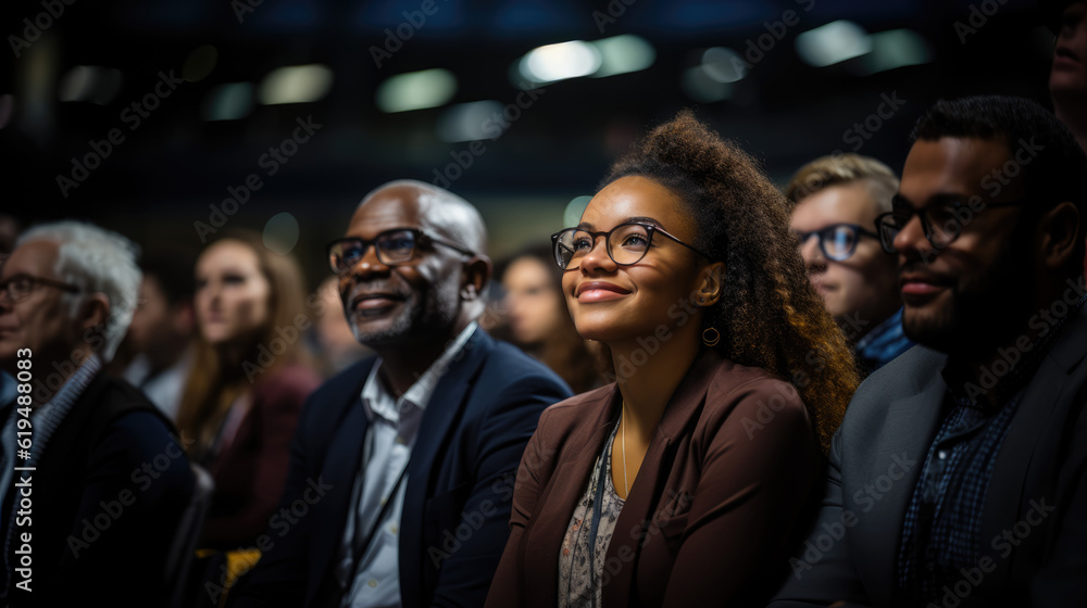 Corporate Success: Black Business Leaders and Entrepreneurs Are Prominently Represented in an Empowering Conference Audience



 - obrazy, fototapety, plakaty 
