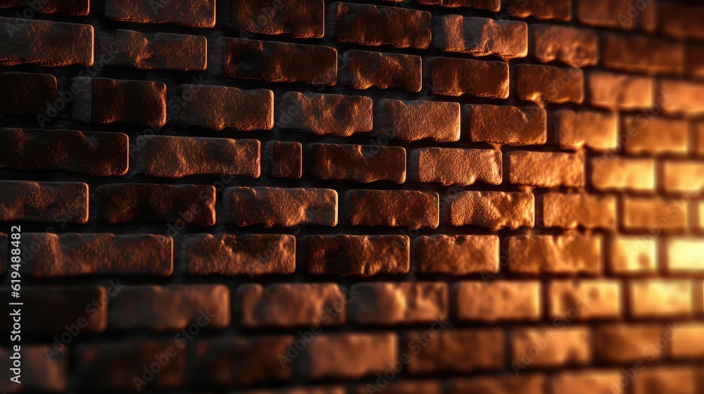 glossy brick wall paint , beautiful dark room with wall lamp and dramatic lighting, best for