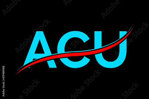 ACU logo. ACU latter logo with double line. ACU latter. ACU logo for technology, business and real estate brand photo