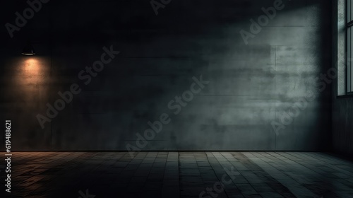 dark charcoal room with black tiles and black paint  beautiful dark room with wall lamp and dramatic lighting  best for background concepts and ideas for business presentation background