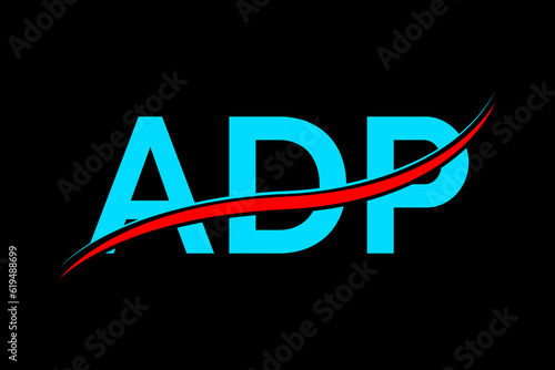 ADP logo. ADP latter logo with double line. ADP latter. ADP logo for technology, business and real estate brand photo