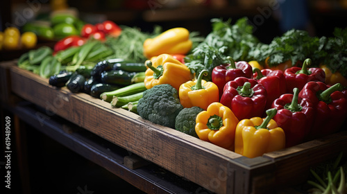 Fresh vegetables arranged in crates at greengrocer shop