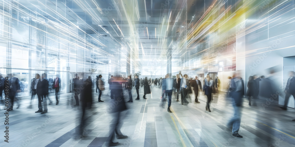 Blurred Business People at a Trade Fair Conference