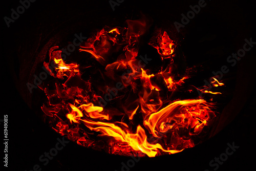 Close up of fire. Energy of nature. Blurred background texture.