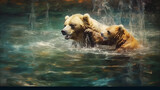 brown bear in water, generative ai