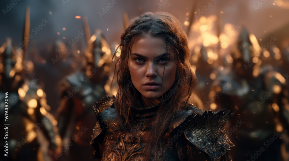 portrait of a person on battlefield, a beautiful woman warrior after battle, generative ai portrait of a person on battlefield, a beautiful woman warrior after battle, generative ai