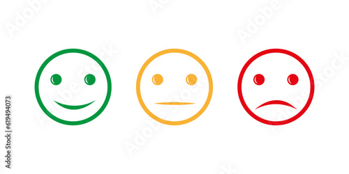 Vector Set of Emoticons. Sad and Happy Mood Icons. Vote Scale Symbol Set.