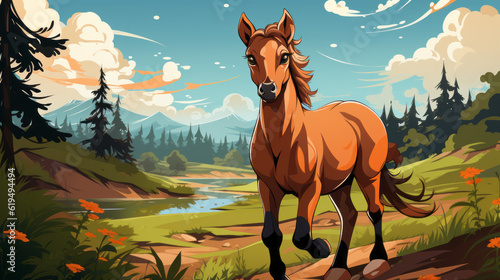 horse in the woods  generative ai