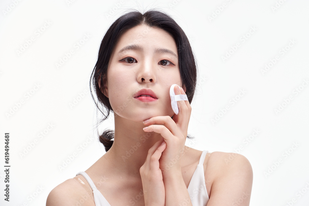 picture of a young girl with clean skin on a white background. Skin care and beauty. picture of a young girl with clean skin on a white background. Skin care and beauty.