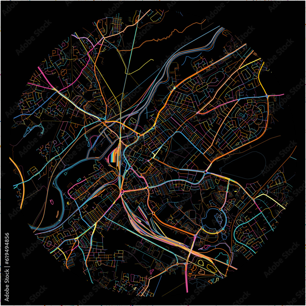 Photo &amp; Art Print Colorful Map of Doncaster, Yorkshire and the Humber with all major and minor ...
