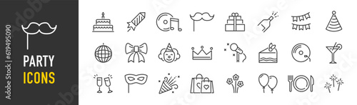 Tablou canvas Party web icons in line style