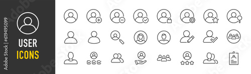 User web icons in line style. Profile, man, logo, interface, avatars, collection. Vector illustration.