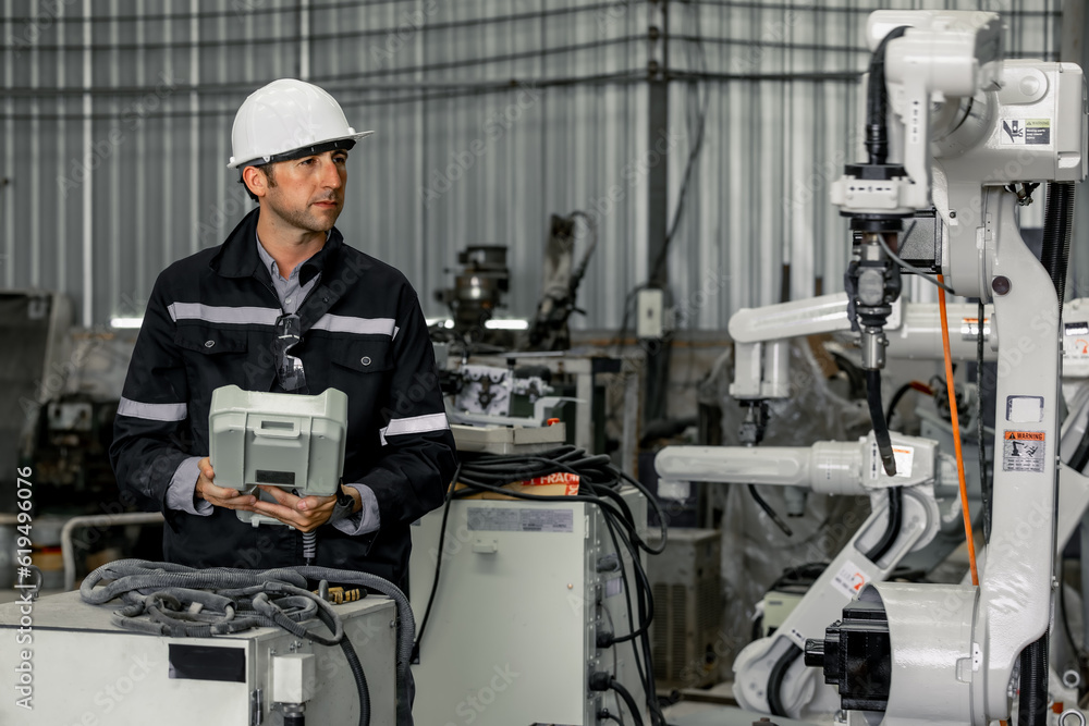 Experienced robotic technicians automate, set up, and give access for a welding process via a control panel display. The production lines are repeatable, reliable, consistent, and self-checking. Experienced robotic technicians automate, set up, and give access for a welding process via a control panel display. The production lines are repeatable, reliable, consistent, and self-checking.
