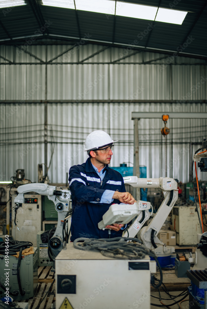 Experienced robotic technicians automate, set up, and give access for a welding process via a control panel display. The production lines are repeatable, reliable, consistent, and self-checking. Experienced robotic technicians automate, set up, and give access for a welding process via a control panel display. The production lines are repeatable, reliable, consistent, and self-checking.