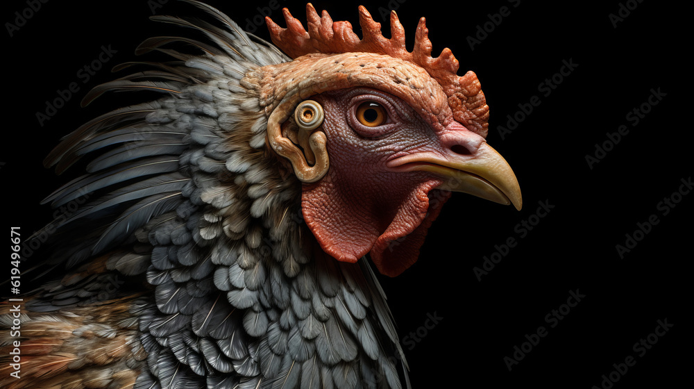 head of rooster, a reptilian rooster portairt, generative ai head of rooster, a reptilian rooster portairt, generative ai