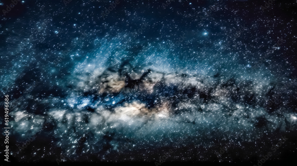 Fototapeta premium Night Landscape: Exploring the Beautiful and colorful Milky Way Galaxy in the Background