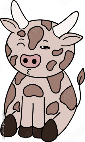 Cow with face expression  emotion  vector art