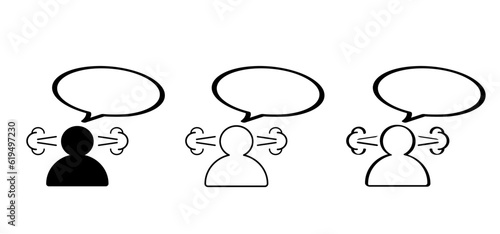 Profile with very angry person. Cartoon aggressive pose, anger, rage or anxiety. angry man expressing. Bad emotion. Unhappy, enraged person. People under stress.