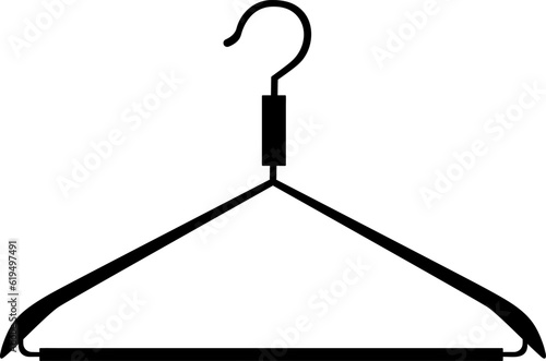 Metal coat hanger outline icon. silhouette coat hanger. Front view.