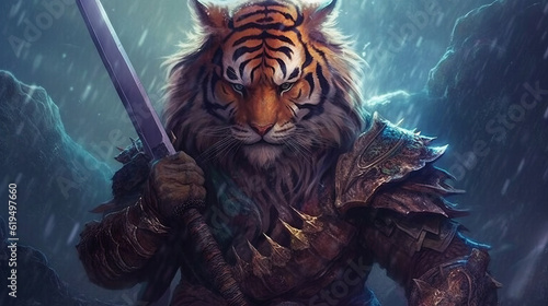 tiger in the night, a warriror tiger in the space, generative ai