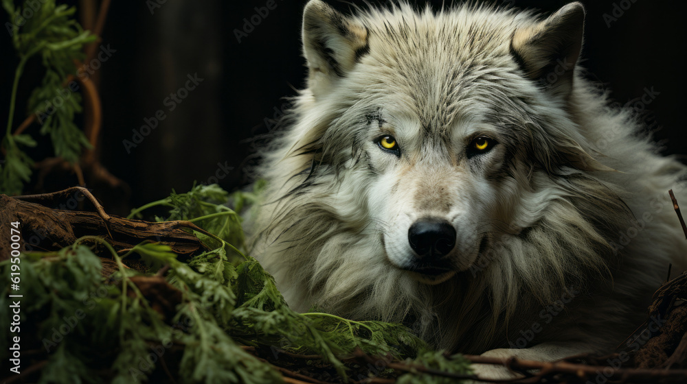 gray wolf canis lupus, wolf lying on ground, generative ai gray wolf canis lupus, wolf lying on ground, generative ai