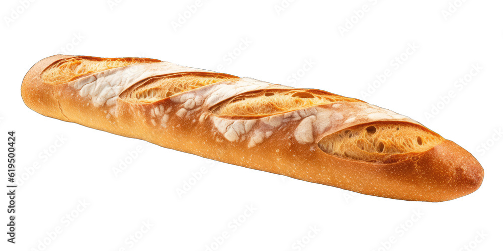 Baguette bread. Freshly baked baguette isolated on transparent background