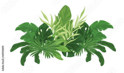 Tropical seamless with palm leaves. Vector