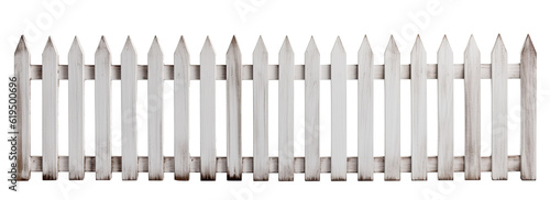 Fotografia, Obraz new white painted wooden fence on transparent background, png