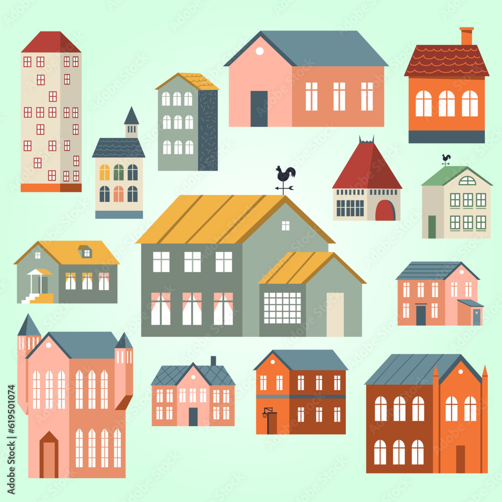 isometric house icon set building isometric house icon set building