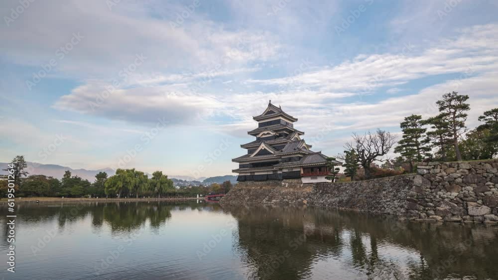 Matsumoto Nagano Japan time lapse 4K, city skyline timelapse at Matsumoto Castle Matsumoto Nagano Japan time lapse 4K, city skyline timelapse at Matsumoto Castle