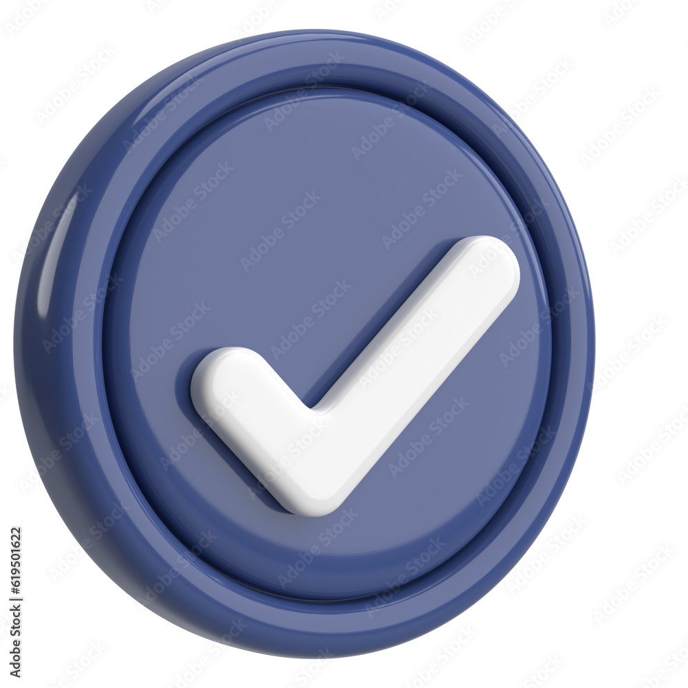 3D checkbox. Check mark. 3D illustration. 3D checkbox. Check mark. 3D illustration.